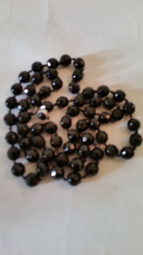 Vintage Jet Beads Black Faceted Glass Beads Jet Beads for