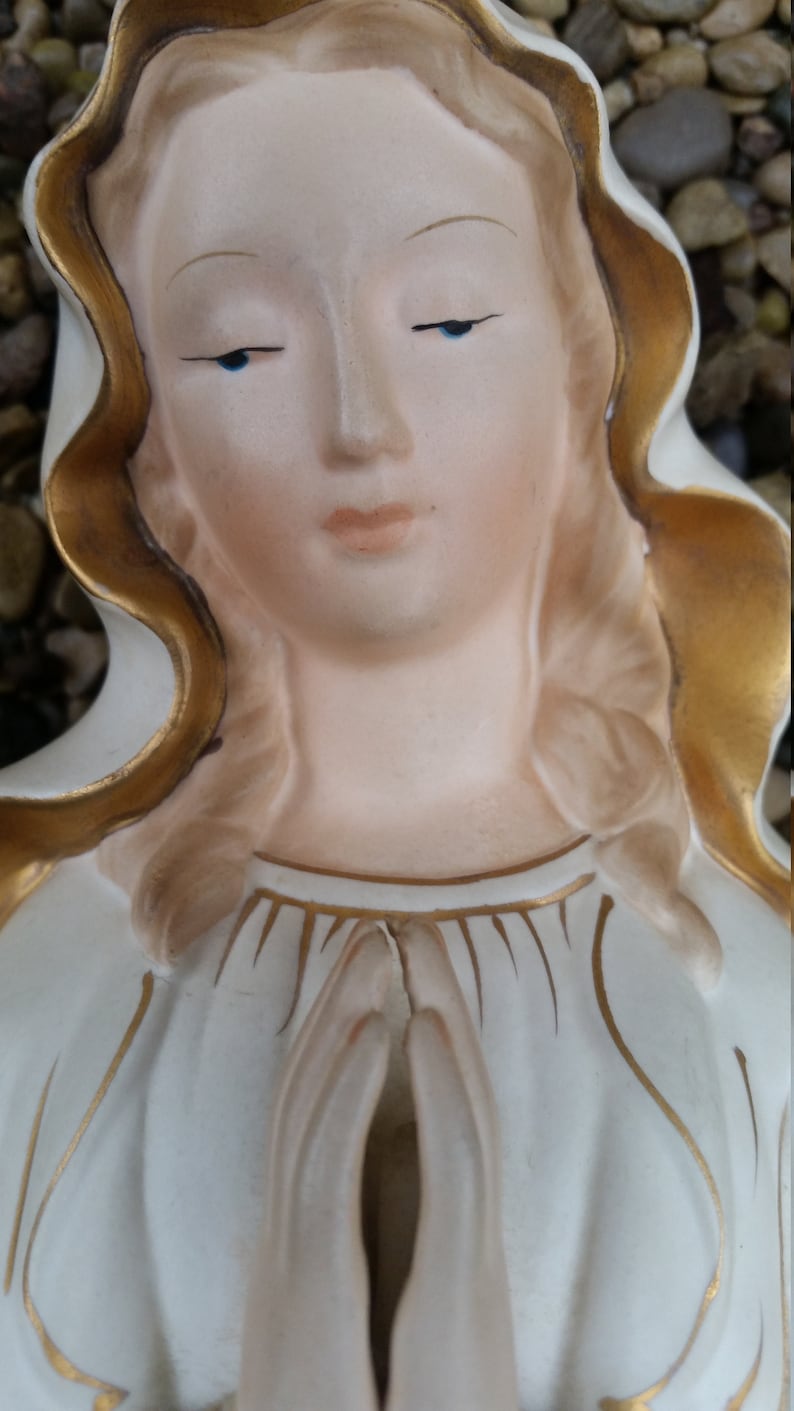 Vintage Blessed Mother Ceramic Statue Praying Saint Mary | Etsy