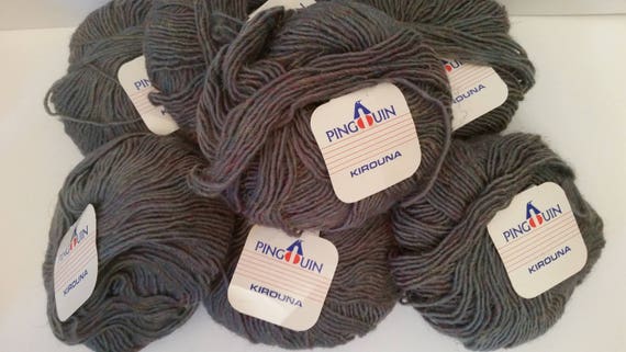 Vintage Pingouin Kirouna Yarn 7 Skeins Wool Blend Gray Brown 003 611320 Dye Lot Net Wt 1 3 4 Oz 50 Gr 132 Yds Made In France 1980 S