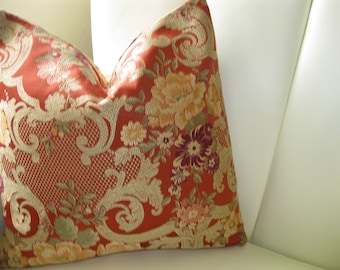 Designer fabric throw pillow cover floral print size 17x17
