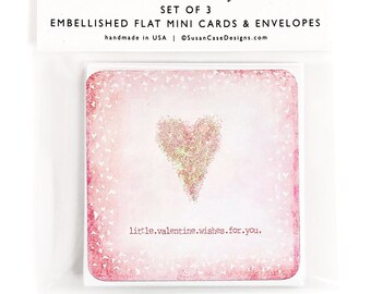 Valentines Enclosure Cards / Valentines Day Gift Tags / Mini Cards / Valentines Day Card Set / Valentines Card Pack