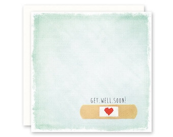 Get Well Card - Bandaid with Heart - Get Well Soon Card