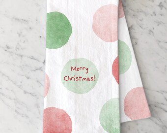 Christmas Flour Sack Tea Towel – Cotton Holiday Dish Cloth, Merry Christmas Home Decor