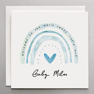 Personalized Newborn Baby Boy Card: Rainbow Art Print Announcement