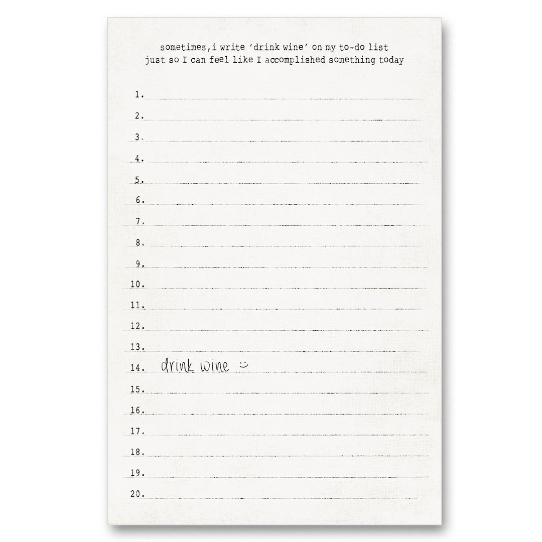 Wine To-do List Notepad – Funny Stationery Gift - Etsy