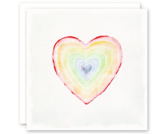 Rainbow Heart Card, Friendship Card, Love Card