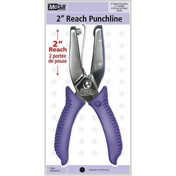 McGill 2" Reach Punchline Hole Punch, 1/4 Inch Round, Chrome/Purple (MCG52500C)