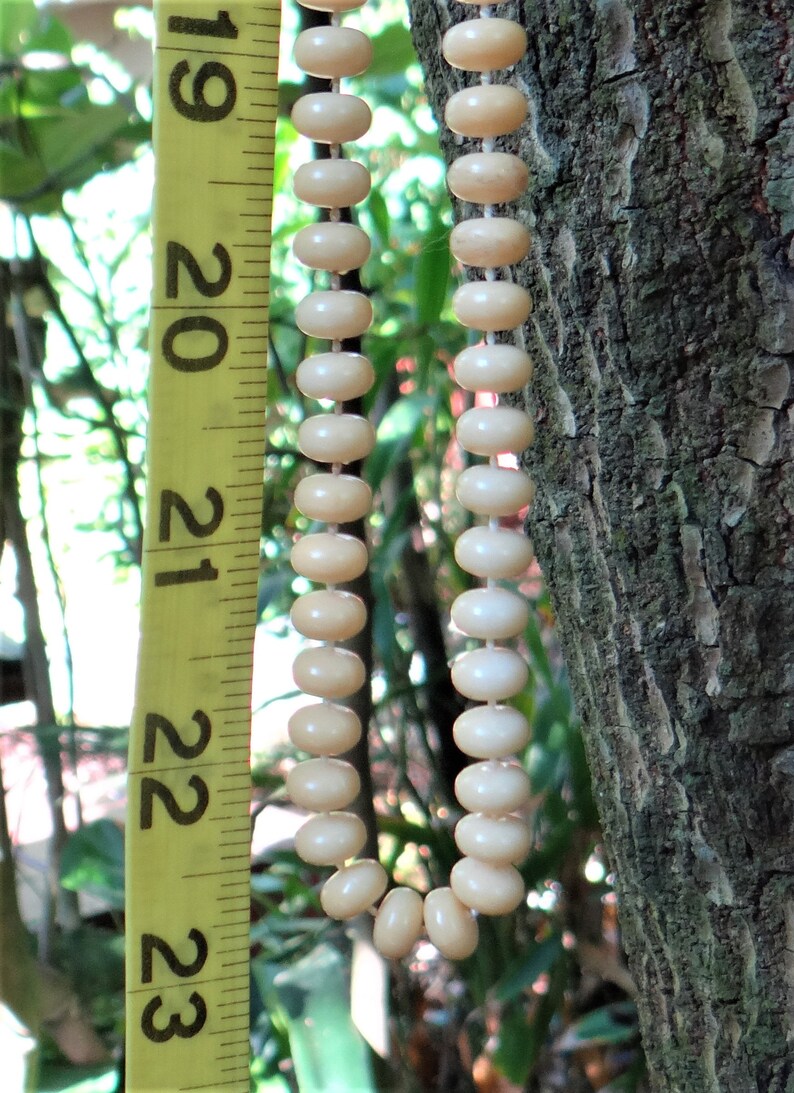 BeigeOff-WhitePale Yellow Vintage Plastic Flat Beaded Necklace in Matinee Length 23 Inches Long; Circa 1980/'s