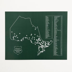 Ontario Parks Poster, Ontario Provincial Parks Map Poster 20x16”