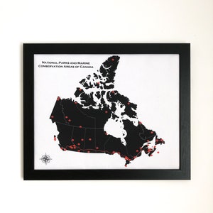 Carte des parcs nationaux du Canada à épingler, imprimée sur du tissu Carte Parcs Canada