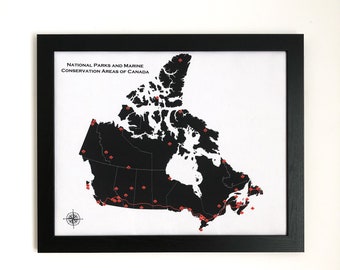 Pinnable Canadian National Parks Map, printed on fabric Parks Canada Map