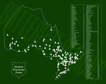 Alte Karte von Ontario in grün und weiss, als digitale Datei zum ausdrucken auf 18x24 ''