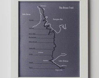 Bruce Trail Map and Pins|Pin Progress Map | Framed Maps of The Bruce Trail
