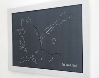 Crack Trail Push Pin Progress Map | Framed Trail Map