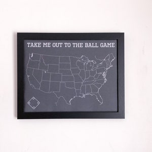 Baseball Stadium Map | Map of MLB ballparks | Ballpark map | Framed and printed on fabric