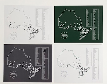 Ontario Provincial Parks Map Prints, Multiple Colors