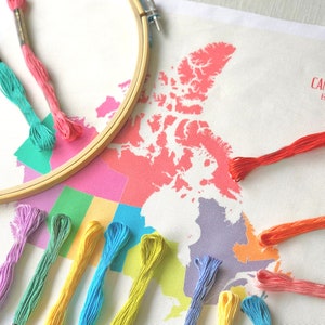 Embroidery Kit Map of Canada | DIY Canada Map Stitch Sampler