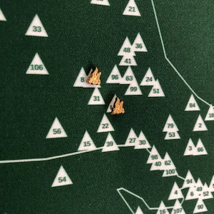 Épingle de carte de feu de camp, marqueur de carte, punaises - Carte de parc national, parc d'État, parc provincial