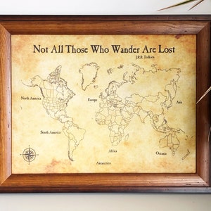 Custom Fabric Push Pin World Travel Map: Antique Style