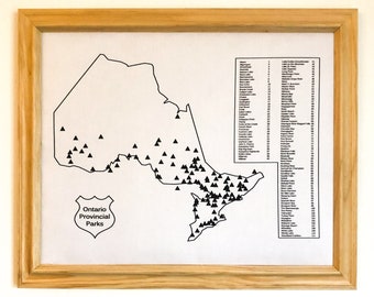 Ontario Provincial Parks Map | map for pins, printed on fabric and framed