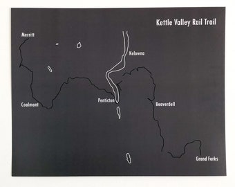 Kettle Valley Rail Trail Map Prints, Printed maps of the Kettle Valley Rail Trail in British Columbia