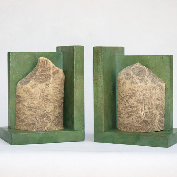 Rustic Woodland Beaver Chewed Log Bookends