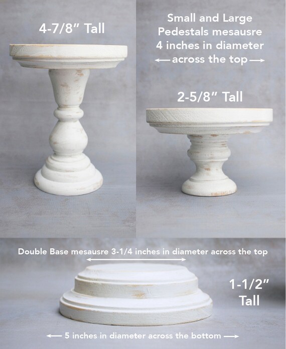 Wooden Pillar Style Candle Holders Pair Set Or Single Hand Painted Shabby Chic Distressed White Wood Candlestick Holder
