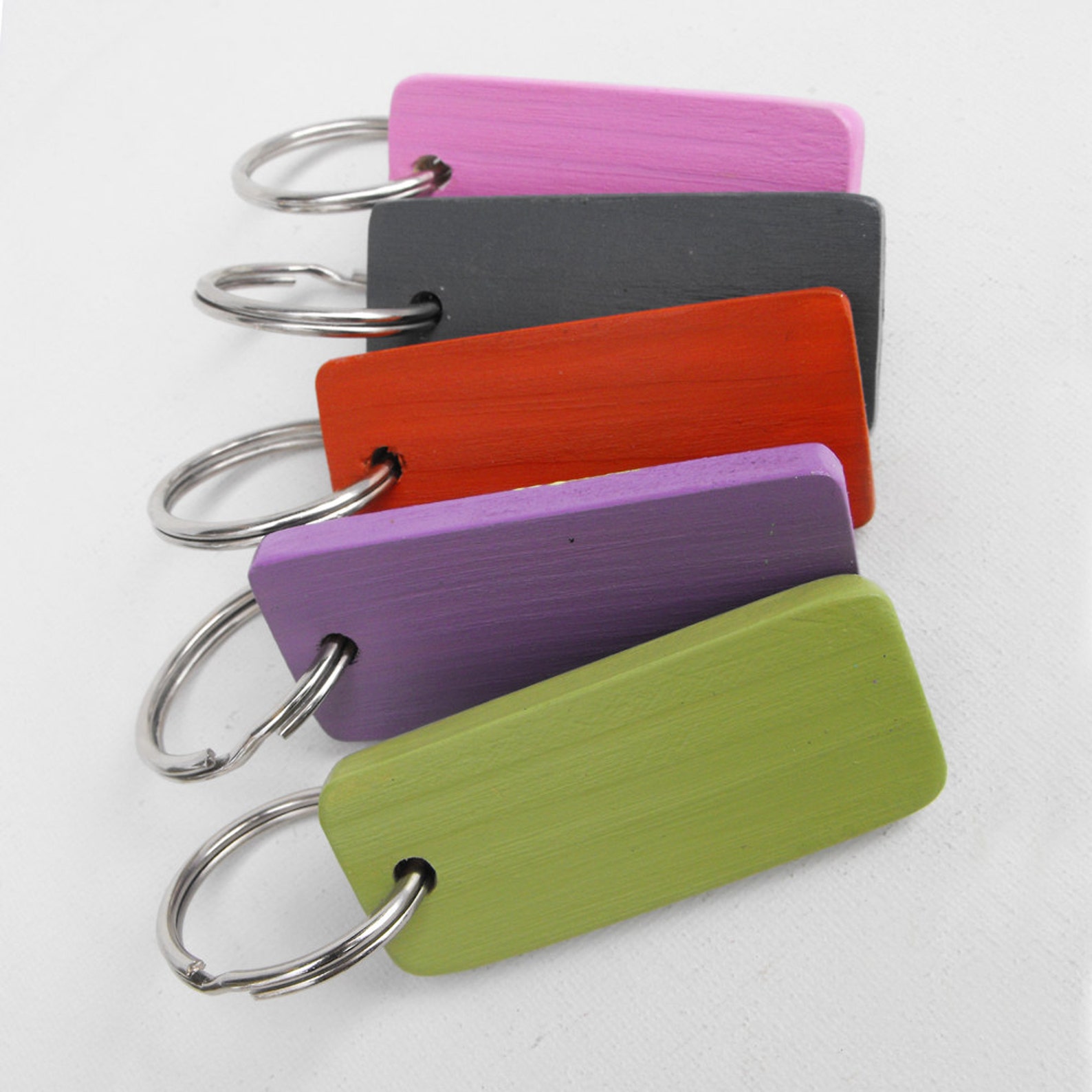 Purple Flowers Key Chain Hand Painted Wooden Keychain With Etsy