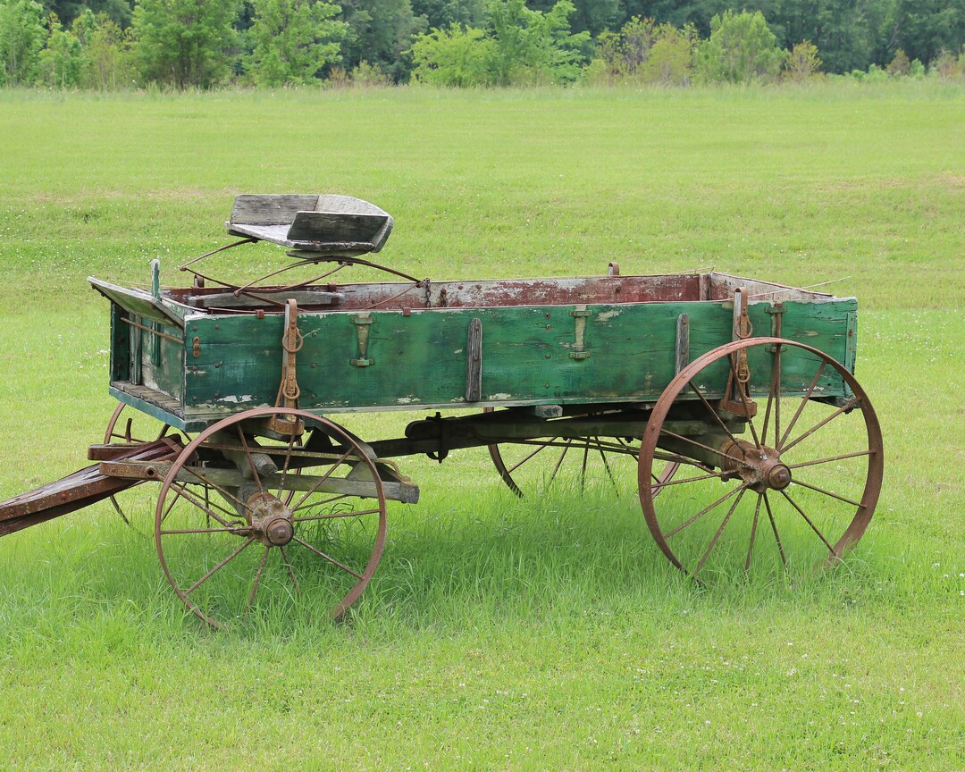 Old Horse Drawn Farm Wagon With Rusted Metal Wheels and Worn - Etsy