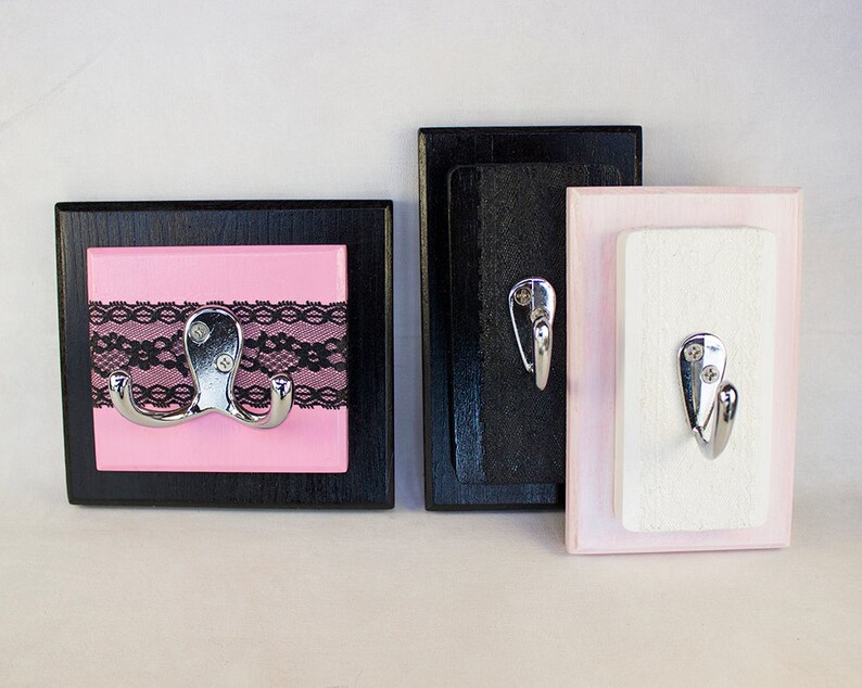 Black on Black Lace Lingerie Wall Peg Board Coat Rack Hooks Etsy