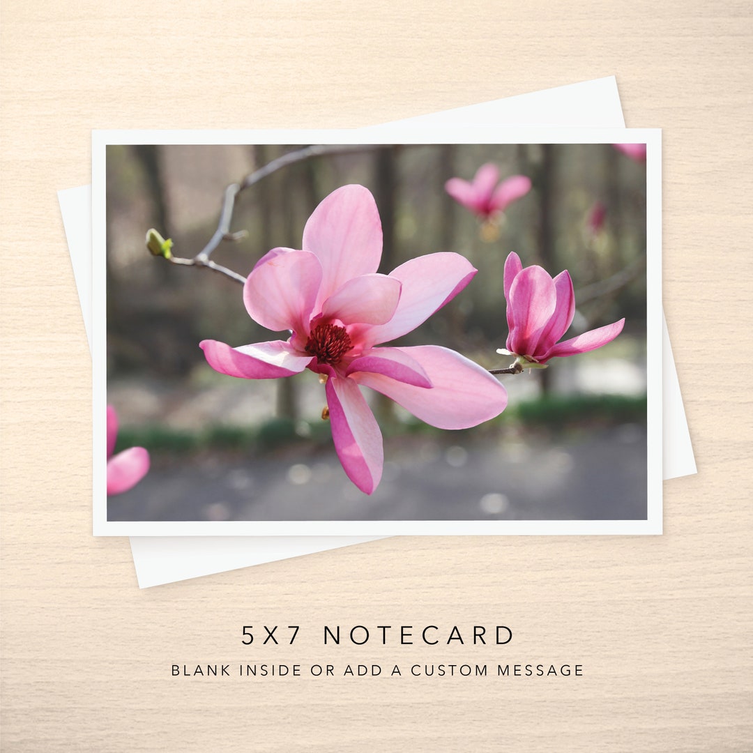 5x7 Note Card - Blank or With Custom Text Inside - Magenta Pink Tulip ...