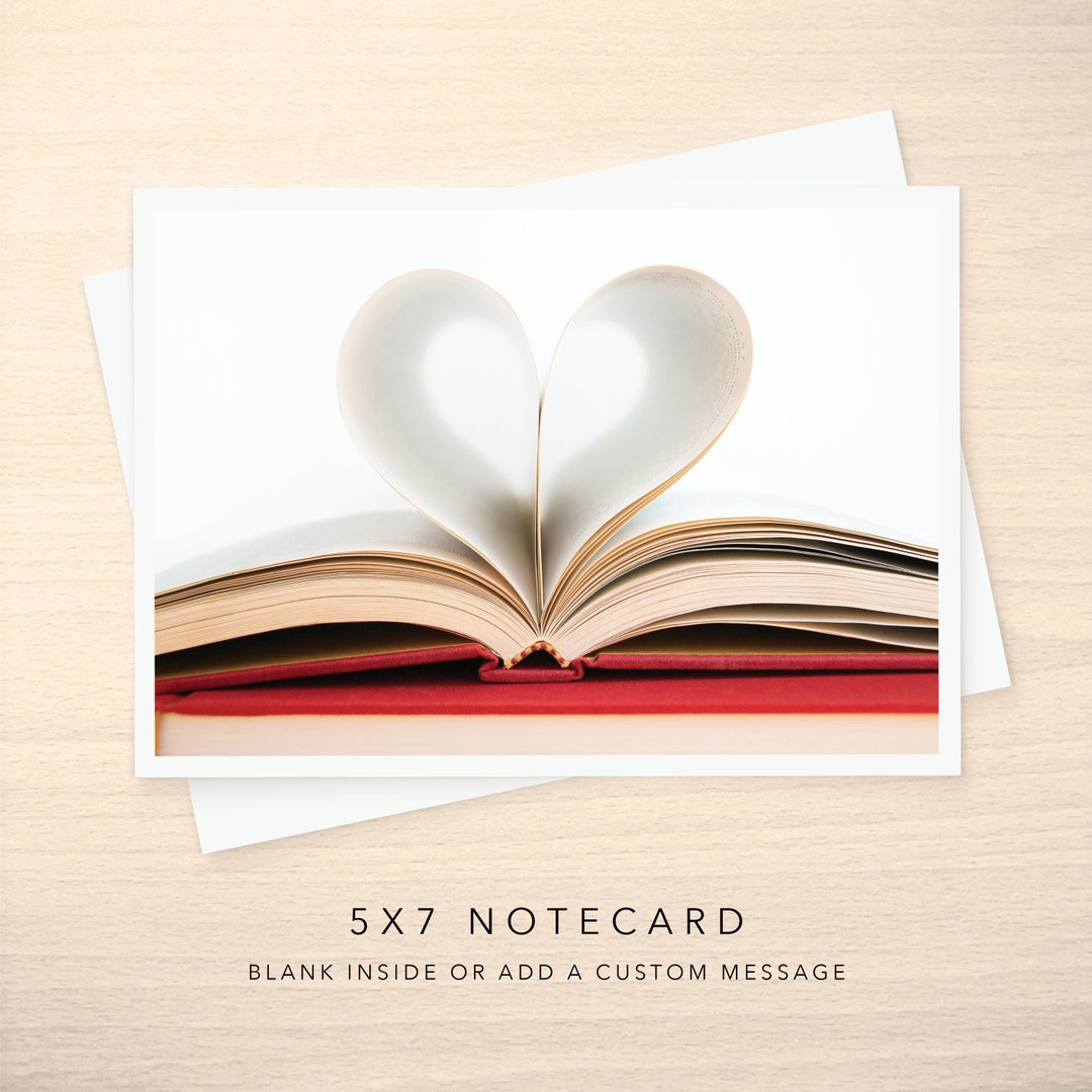 5x7 Note Card Blank or With Custom Text Inside Book Pages Folded