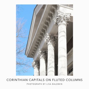 Architectural Detail Photo - Corinthian Capitals on Fluted Columns - Classic Greco-Roman Style Building