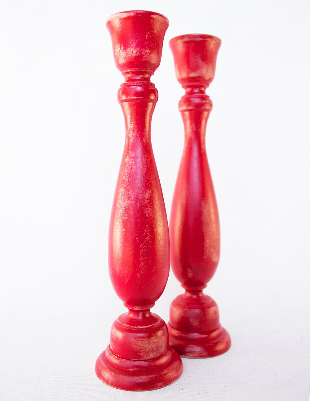 Wooden Candlesticks 2 Pair or Set of Two Larger Hand Etsy