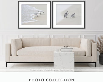 Colección de fotografías - Playeros en el arte mural de la playa costera con reflujo y flujo - 15% de descuento en juego de dos impresiones