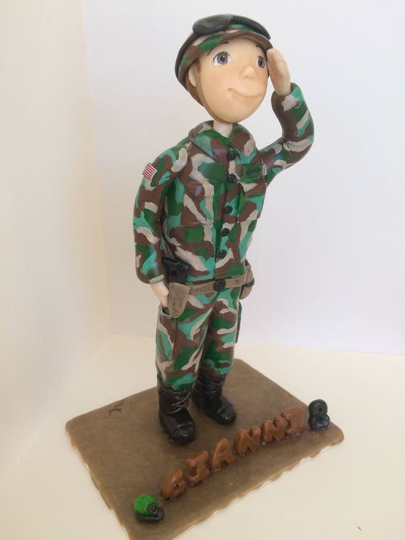  Topper pastel de cumpleaños Figura de arcilla soldado