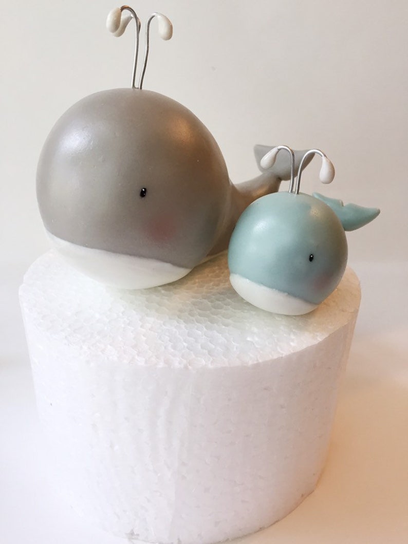 Whale cake topper for Baby shower and boy Birthday. Baby whale Etsy