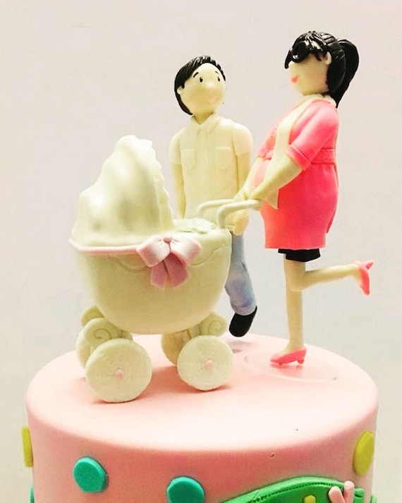 Pregnant couple cake topper Baby Shower cake decor Etsy