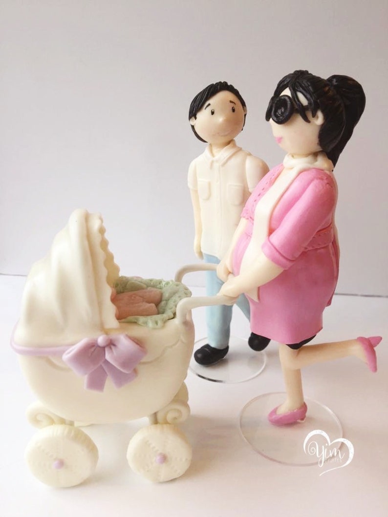 Pregnant Couple Cake Topper Baby Shower Cake Decor Etsy