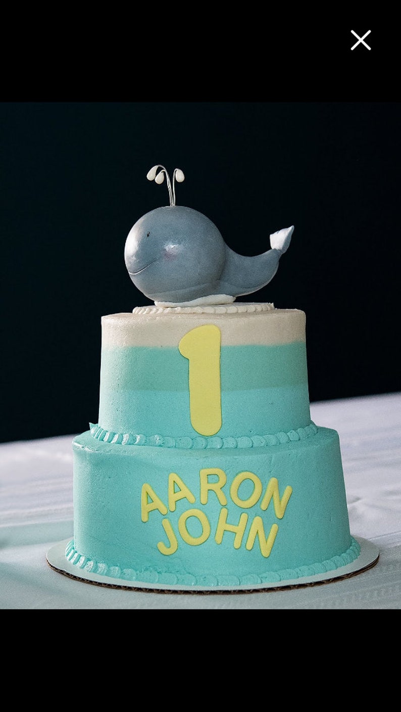 Blue Whale cake topper. Baby shower cake topper. Birthday cake Etsy