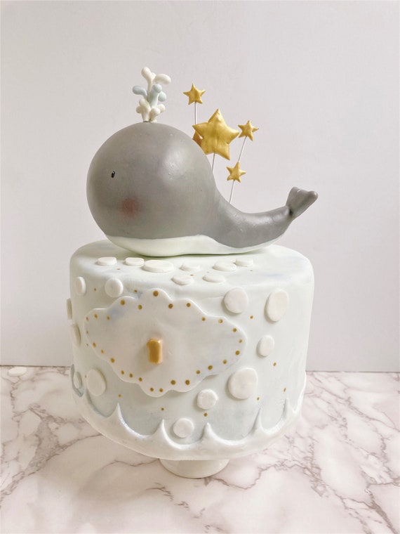 Topper De Gateau De Baleine Grise Pour La Douche De Bebe Ou Le Etsy