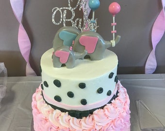 Baby Shower Elephant cake topper. Birthday cake topper. Animal cake topper. Elephant figure.