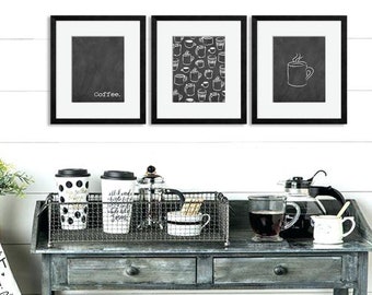 ARTE IMPRIMIBLE, Diseños personalizados de café para la cocina, Impresiones únicas de café inspiradas en pizarra