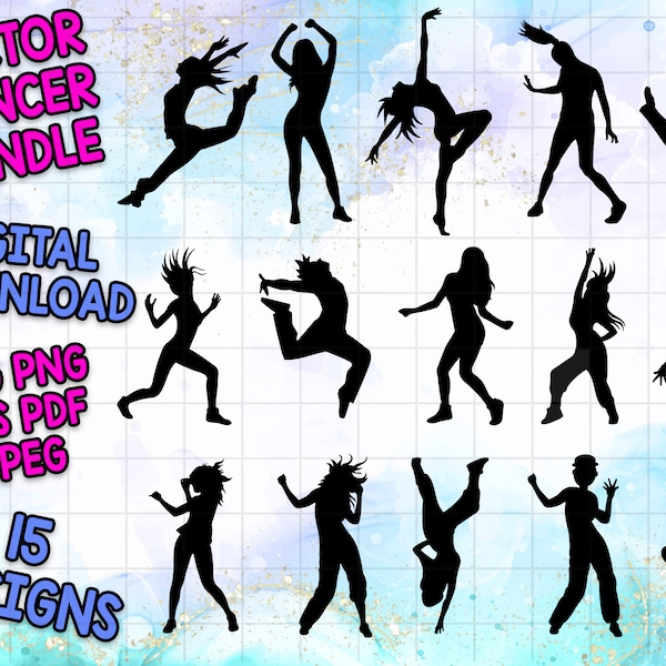 Digital Download VECTOR Silhouette Clip Art Dancers