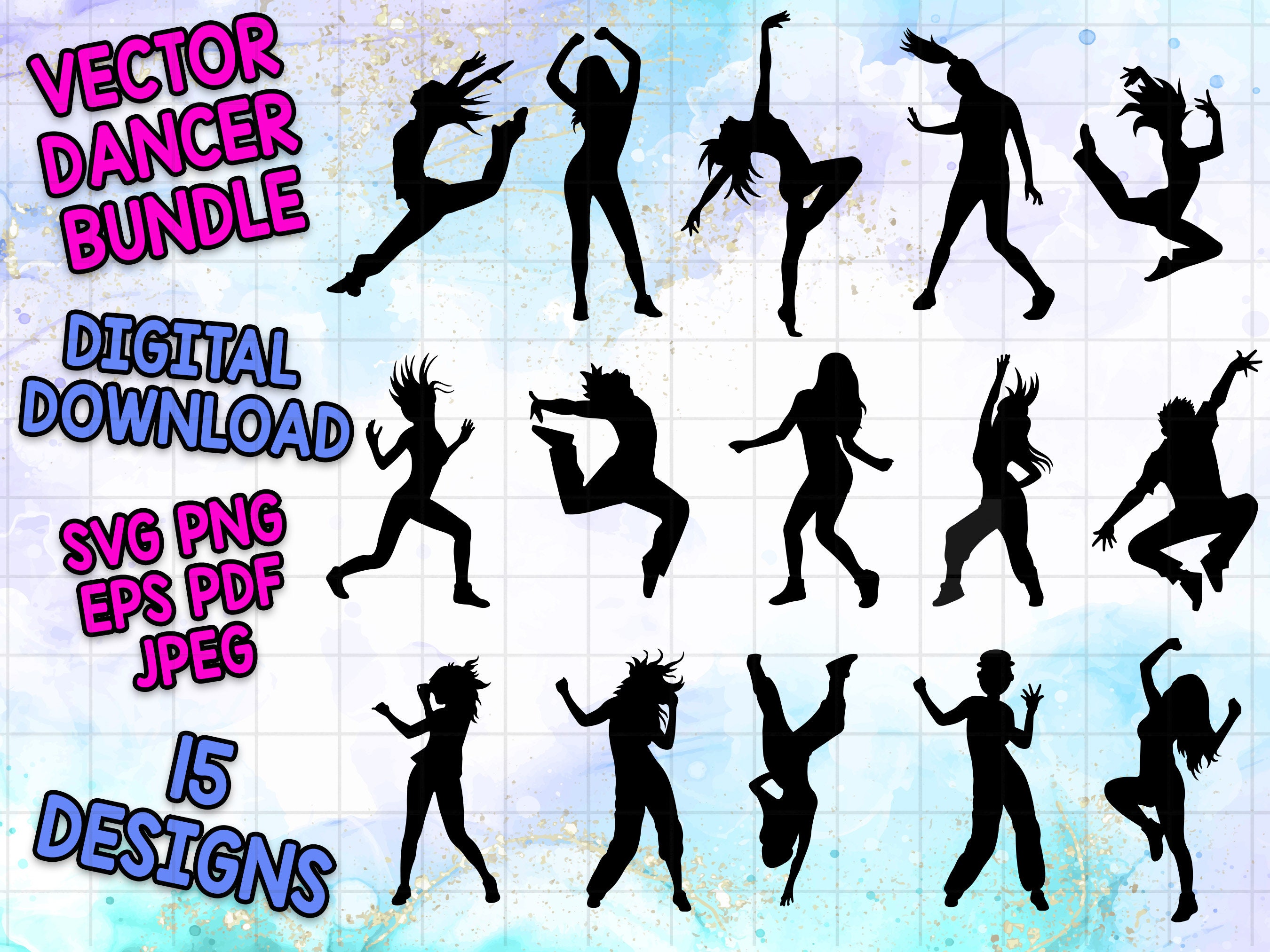Digital Download VECTOR Silhouette Clip Art Dancers - Etsy