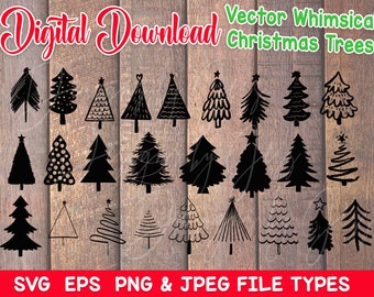 Descarga digital del árbol de Navidad caprichoso del vector