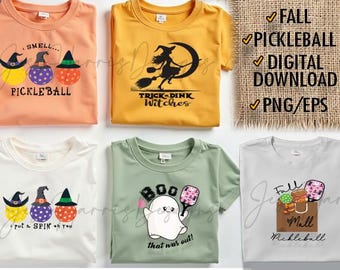 Diseños de Pickleball de Otoño: Paquete PNG EPS de Temporada Espeluznante (Descarga Digital)