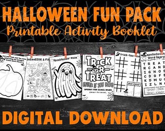 Libro de actividades espeluznantes para imprimir en formato imprimible de Halloween: juegos y rompecabezas para niños, perfecto para regalar en clase