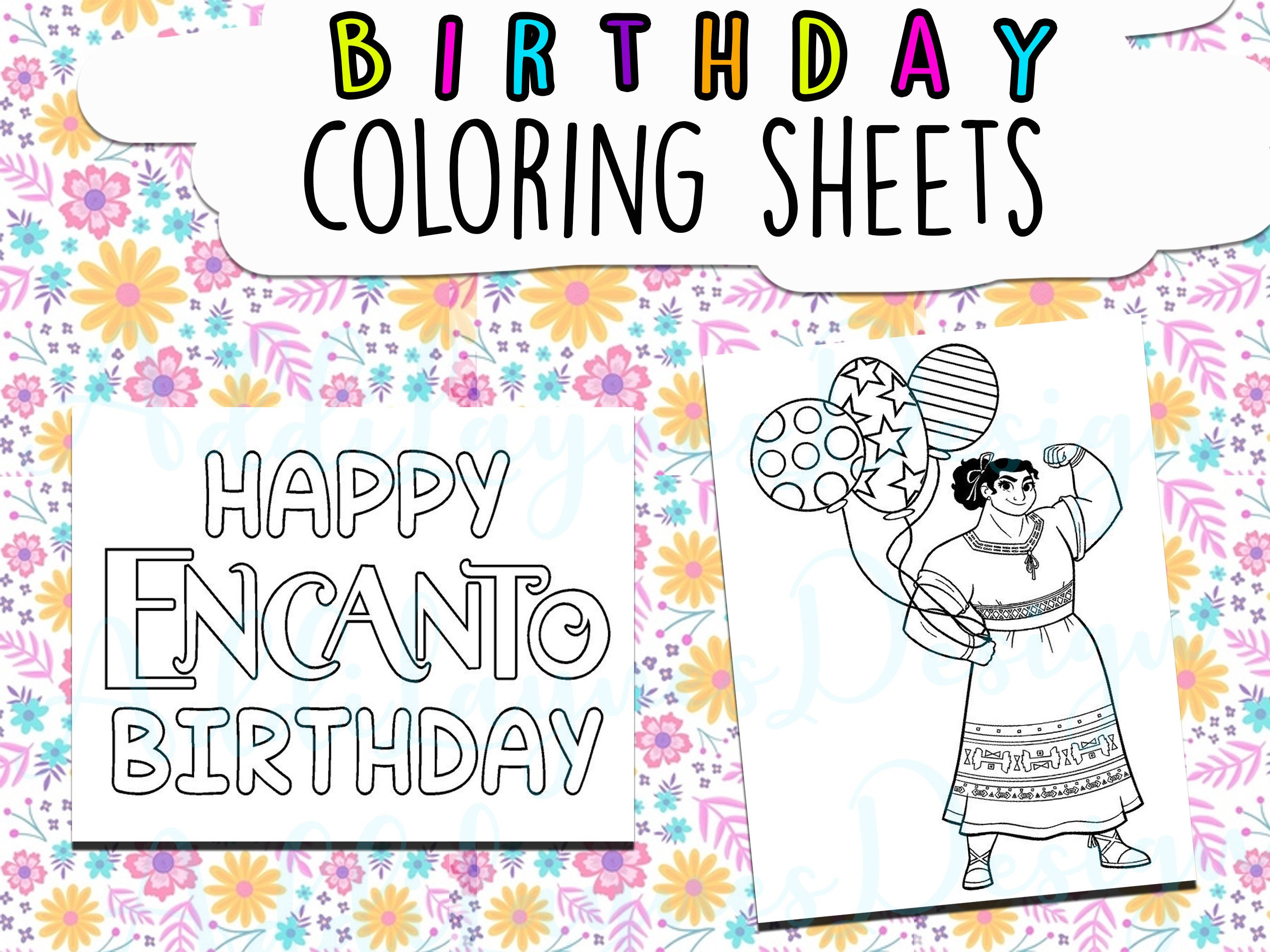 Encanto Inspired Birthday Coloring Sheets - Etsy
