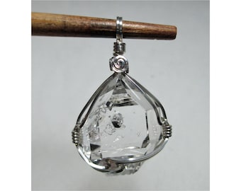 6.2 Gramm HERKIMER Diamant Wirewrap-Anhänger - Agentium Sterlingsilber - ww1212